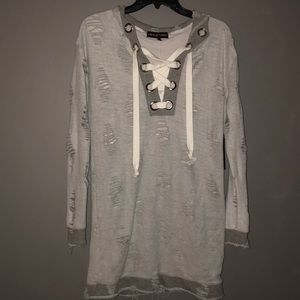 sweater dress with rips